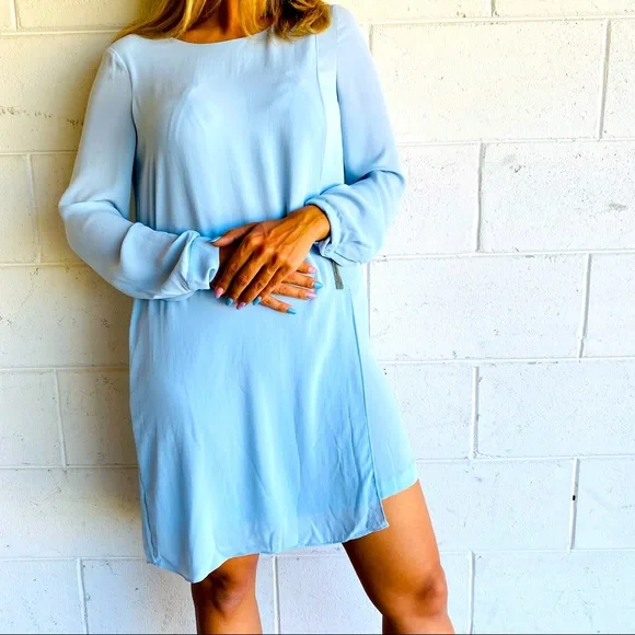 bcbg blue long sleeve dress BCBG Max Azria